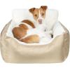 imageBest Pet Supplies Dog Pet Booster Seat Dog Car Seats for Small Dogs ampamp Medium Dogs Soft Plush Cushion with Comfortable Bedding Secure Straps and Tall Pillow BlacBooster Brown