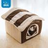 imageBest Pet Supplies Dog Pet Booster Seat Dog Car Seats for Small Dogs ampamp Medium Dogs Soft Plush Cushion with Comfortable Bedding Secure Straps and Tall Pillow BlacBeige w Brown Stripes
