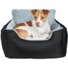 imageBest Pet Supplies Dog Pet Booster Seat Dog Car Seats for Small Dogs ampamp Medium Dogs Soft Plush Cushion with Comfortable Bedding Secure Straps and Tall Pillow BlacBooster Black