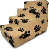 imageBest Pet Supplies Dog Stairs ampamp Steps  Foam Steps for Small Dogs ampamp Cats NonSlip Indoor Balanced Pet Step Support Dog Ramp No Assembly Brown Linen Foldable 2Step 12inch HeightPaw Print on Beige