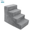imageBest Pet Supplies Dog Stairs ampamp Steps  Foam Steps for Small Dogs ampamp Cats NonSlip Indoor Balanced Pet Step Support Dog Ramp No Assembly Brown Linen Foldable 2Step 12inch HeightGray