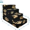imageBest Pet Supplies Dog Stairs ampamp Steps  Foam Steps for Small Dogs ampamp Cats NonSlip Indoor Balanced Pet Step Support Dog Ramp No Assembly Brown Linen Foldable 2Step 12inch HeightPaw Print on Black