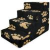 imageBest Pet Supplies Dog Stairs ampamp Steps  Foam Steps for Small Dogs ampamp Cats NonSlip Indoor Balanced Pet Step Support Dog Ramp No Assembly Brown Linen Foldable 2Step 12inch HeightPaw Print on Black
