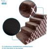 imageBest Pet Supplies Dog Stairs ampamp Steps  Foam Steps for Small Dogs ampamp Cats NonSlip Indoor Balanced Pet Step Support Dog Ramp No Assembly Brown Linen Foldable 2Step 12inch HeightBrown Lattice Print