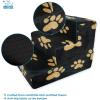 imageBest Pet Supplies Dog Stairs ampamp Steps  Foam Steps for Small Dogs ampamp Cats NonSlip Indoor Balanced Pet Step Support Dog Ramp No Assembly Brown Linen Foldable 2Step 12inch HeightPaw Print on Black