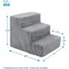 imageBest Pet Supplies Dog Stairs ampamp Steps  Foam Steps for Small Dogs ampamp Cats NonSlip Indoor Balanced Pet Step Support Dog Ramp No Assembly Brown Linen Foldable 2Step 12inch HeightGray