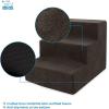 imageBest Pet Supplies Dog Stairs ampamp Steps  Foam Steps for Small Dogs ampamp Cats NonSlip Indoor Balanced Pet Step Support Dog Ramp No Assembly Brown Linen Foldable 2Step 12inch HeightDark Brown
