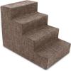 imageBest Pet Supplies Dog Stairs ampamp Steps  Foam Steps for Small Dogs ampamp Cats NonSlip Indoor Balanced Pet Step Support Dog Ramp No Assembly Brown Linen Foldable 2Step 12inch HeightBrown Linen