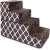 imageBest Pet Supplies Dog Stairs ampamp Steps  Foam Steps for Small Dogs ampamp Cats NonSlip Indoor Balanced Pet Step Support Dog Ramp No Assembly Brown Linen Foldable 2Step 12inch HeightBrown Lattice Print