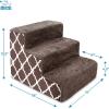 imageBest Pet Supplies Dog Stairs ampamp Steps  Foam Steps for Small Dogs ampamp Cats NonSlip Indoor Balanced Pet Step Support Dog Ramp No Assembly Brown Linen Foldable 2Step 12inch HeightBrown Lattice Print