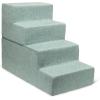 imageBest Pet Supplies Dog Stairs ampamp Steps  Foam Steps for Small Dogs ampamp Cats NonSlip Indoor Balanced Pet Step Support Dog Ramp No Assembly Brown Linen Foldable 2Step 12inch HeightPale Teal