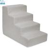 imageBest Pet Supplies Dog Stairs ampamp Steps  Foam Steps for Small Dogs ampamp Cats NonSlip Indoor Balanced Pet Step Support Dog Ramp No Assembly Brown Linen Foldable 2Step 12inch HeightSand
