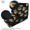 imageBest Pet Supplies Dog Stairs ampamp Steps  Foam Steps for Small Dogs ampamp Cats NonSlip Indoor Balanced Pet Step Support Dog Ramp No Assembly Brown Linen Foldable 2Step 12inch HeightPaw Print on Black