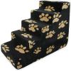 imageBest Pet Supplies Dog Stairs ampamp Steps  Foam Steps for Small Dogs ampamp Cats NonSlip Indoor Balanced Pet Step Support Dog Ramp No Assembly Brown Linen Foldable 2Step 12inch HeightPaw Print on Black