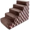 imageBest Pet Supplies Dog Stairs ampamp Steps  Foam Steps for Small Dogs ampamp Cats NonSlip Indoor Balanced Pet Step Support Dog Ramp No Assembly Brown Linen Foldable 2Step 12inch HeightBrown Lattice Print