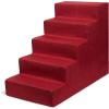 imageBest Pet Supplies Dog Stairs ampamp Steps  Foam Steps for Small Dogs ampamp Cats NonSlip Indoor Balanced Pet Step Support Dog Ramp No Assembly Brown Linen Foldable 2Step 12inch HeightBrick Red