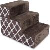 imageBest Pet Supplies Dog Stairs ampamp Steps  Foam Steps for Small Dogs ampamp Cats NonSlip Indoor Balanced Pet Step Support Dog Ramp No Assembly Brown Linen Foldable 2Step 12inch HeightBrown Lattice Print