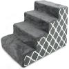 imageBest Pet Supplies Dog Stairs ampamp Steps  Foam Steps for Small Dogs ampamp Cats NonSlip Indoor Balanced Pet Step Support Dog Ramp No Assembly Brown Linen Foldable 2Step 12inch HeightGray Lattice Print
