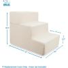 imageBest Pet Supplies Dog Stairs ampamp Steps  Foam Steps for Small Dogs ampamp Cats NonSlip Indoor Balanced Pet Step Support Dog Ramp No Assembly Brown Linen Foldable 2Step 12inch HeightIvory