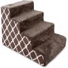 imageBest Pet Supplies Dog Stairs ampamp Steps  Foam Steps for Small Dogs ampamp Cats NonSlip Indoor Balanced Pet Step Support Dog Ramp No Assembly Brown Linen Foldable 2Step 12inch HeightBrown Lattice Print