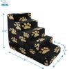 imageBest Pet Supplies Dog Stairs ampamp Steps  Foam Steps for Small Dogs ampamp Cats NonSlip Indoor Balanced Pet Step Support Dog Ramp No Assembly Brown Linen Foldable 2Step 12inch HeightPaw Print on Black