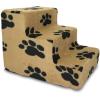 imageBest Pet Supplies Dog Stairs ampamp Steps  Foam Steps for Small Dogs ampamp Cats NonSlip Indoor Balanced Pet Step Support Dog Ramp No Assembly Brown Linen Foldable 2Step 12inch HeightPaw Print on Beige