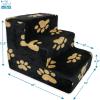 imageBest Pet Supplies Dog Stairs ampamp Steps  Foam Steps for Small Dogs ampamp Cats NonSlip Indoor Balanced Pet Step Support Dog Ramp No Assembly Brown Linen Foldable 2Step 12inch HeightPaw Print on Black