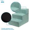 imageBest Pet Supplies Dog Stairs ampamp Steps  Foam Steps for Small Dogs ampamp Cats NonSlip Indoor Balanced Pet Step Support Dog Ramp No Assembly Brown Linen Foldable 2Step 12inch HeightPale Teal