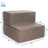 imageBest Pet Supplies Dog Stairs ampamp Steps  Foam Steps for Small Dogs ampamp Cats NonSlip Indoor Balanced Pet Step Support Dog Ramp No Assembly Brown Linen Foldable 2Step 12inch HeightBrown Linen