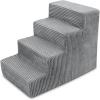 imageBest Pet Supplies Dog Stairs ampamp Steps  Foam Steps for Small Dogs ampamp Cats NonSlip Indoor Balanced Pet Step Support Dog Ramp No Assembly Brown Linen Foldable 2Step 12inch HeightGray