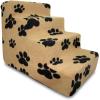 imageBest Pet Supplies Dog Stairs ampamp Steps  Foam Steps for Small Dogs ampamp Cats NonSlip Indoor Balanced Pet Step Support Dog Ramp No Assembly Brown Linen Foldable 2Step 12inch HeightPaw Print on Beige