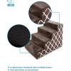 imageBest Pet Supplies Dog Stairs ampamp Steps  Foam Steps for Small Dogs ampamp Cats NonSlip Indoor Balanced Pet Step Support Dog Ramp No Assembly Brown Linen Foldable 2Step 12inch HeightBrown Lattice Print
