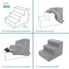 imageBest Pet Supplies Foam Pet Steps Cover for Small Dogs and Cats Portable Ramp Stairs for Couch Sofa and High Bed Climbing Cover Only  Sand 5Step H 225quot Cover OnlyAsh Gray Linen