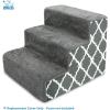 imageBest Pet Supplies Foam Pet Steps Cover for Small Dogs and Cats Portable Ramp Stairs for Couch Sofa and High Bed Climbing Cover Only  Sand 5Step H 225quot Cover OnlyGray Lattice