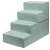 imageBest Pet Supplies Foldable Pet Stairs Cover for Foam Dog Ramps Replacement Slip with NonSlip Step Surface Plush and Soft Fabric Provides Paw Traction and Stability  Gray Lattice 2StepPale Teal