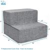 imageBest Pet Supplies Foldable Pet Stairs Cover for Foam Dog Ramps Replacement Slip with NonSlip Step Surface Plush and Soft Fabric Provides Paw Traction and Stability  Gray Lattice 2StepGray Linen