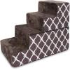 imageBest Pet Supplies Foldable Pet Stairs Cover for Foam Dog Ramps Replacement Slip with NonSlip Step Surface Plush and Soft Fabric Provides Paw Traction and Stability  Gray Lattice 2StepBrown Lattice Print