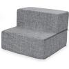 imageBest Pet Supplies Foldable Pet Stairs Cover for Foam Dog Ramps Replacement Slip with NonSlip Step Surface Plush and Soft Fabric Provides Paw Traction and Stability  Gray Lattice 2StepGray Linen