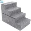 imageBest Pet Supplies Foldable Pet Stairs Cover for Foam Dog Ramps Replacement Slip with NonSlip Step Surface Plush and Soft Fabric Provides Paw Traction and Stability  Gray Lattice 2StepGray Linen