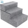 imageBest Pet Supplies Foldable Pet Stairs Cover for Foam Dog Ramps Replacement Slip with NonSlip Step Surface Plush and Soft Fabric Provides Paw Traction and Stability  Gray Lattice 2StepGray Linen