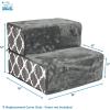 imageBest Pet Supplies Foldable Pet Stairs Cover for Foam Dog Ramps Replacement Slip with NonSlip Step Surface Plush and Soft Fabric Provides Paw Traction and Stability  Gray Lattice 2StepGray Lattice Print