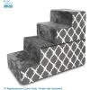 imageBest Pet Supplies Foldable Pet Stairs Cover for Foam Dog Ramps Replacement Slip with NonSlip Step Surface Plush and Soft Fabric Provides Paw Traction and Stability  Gray Lattice 2StepGray Lattice Print