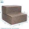 imageBest Pet Supplies Foldable Pet Stairs Cover for Foam Dog Ramps Replacement Slip with NonSlip Step Surface Plush and Soft Fabric Provides Paw Traction and Stability  Gray Lattice 2StepBrown Linen