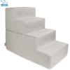 imageBest Pet Supplies Foldable Pet Stairs Cover for Foam Dog Ramps Replacement Slip with NonSlip Step Surface Plush and Soft Fabric Provides Paw Traction and Stability  Gray Lattice 2StepSand