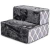 imageBest Pet Supplies Foldable Pet Stairs Cover for Foam Dog Ramps Replacement Slip with NonSlip Step Surface Plush and Soft Fabric Provides Paw Traction and Stability  Gray Lattice 2StepGray Lattice Print