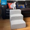 imageBest Pet Supplies Foldable Pet Stairs Cover for Foam Dog Ramps Replacement Slip with NonSlip Step Surface Plush and Soft Fabric Provides Paw Traction and Stability  Gray Lattice 2StepBrown Linen