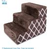 imageBest Pet Supplies Foldable Pet Stairs Cover for Foam Dog Ramps Replacement Slip with NonSlip Step Surface Plush and Soft Fabric Provides Paw Traction and Stability  Gray Lattice 2StepBrown Lattice Print