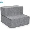 imageBest Pet Supplies Foldable Pet Stairs Cover for Foam Dog Ramps Replacement Slip with NonSlip Step Surface Plush and Soft Fabric Provides Paw Traction and Stability  Gray Lattice 2StepGray Linen