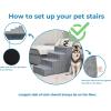 imageBest Pet Supplies Foldable Pet Stairs Cover for Foam Dog Ramps Replacement Slip with NonSlip Step Surface Plush and Soft Fabric Provides Paw Traction and Stability  Gray Lattice 2StepNavy Blue