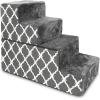 imageBest Pet Supplies Foldable Pet Stairs Cover for Foam Dog Ramps Replacement Slip with NonSlip Step Surface Plush and Soft Fabric Provides Paw Traction and Stability  Gray Lattice 2StepGray Lattice Print